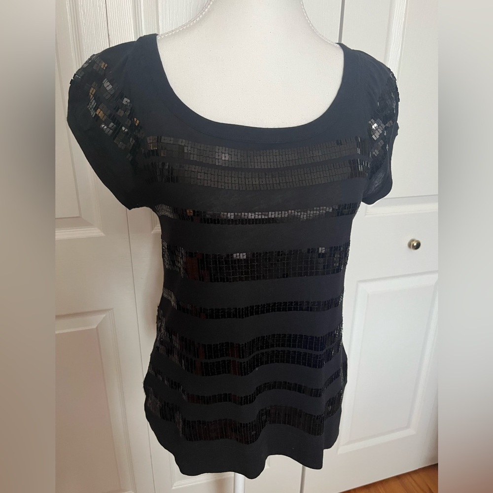 Jacob Black Sequin T-Shirt, Size Medium